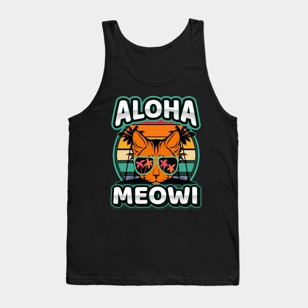 Aloha Meowi-Hawaiian Cat Tank Top by FullOnNostalgia